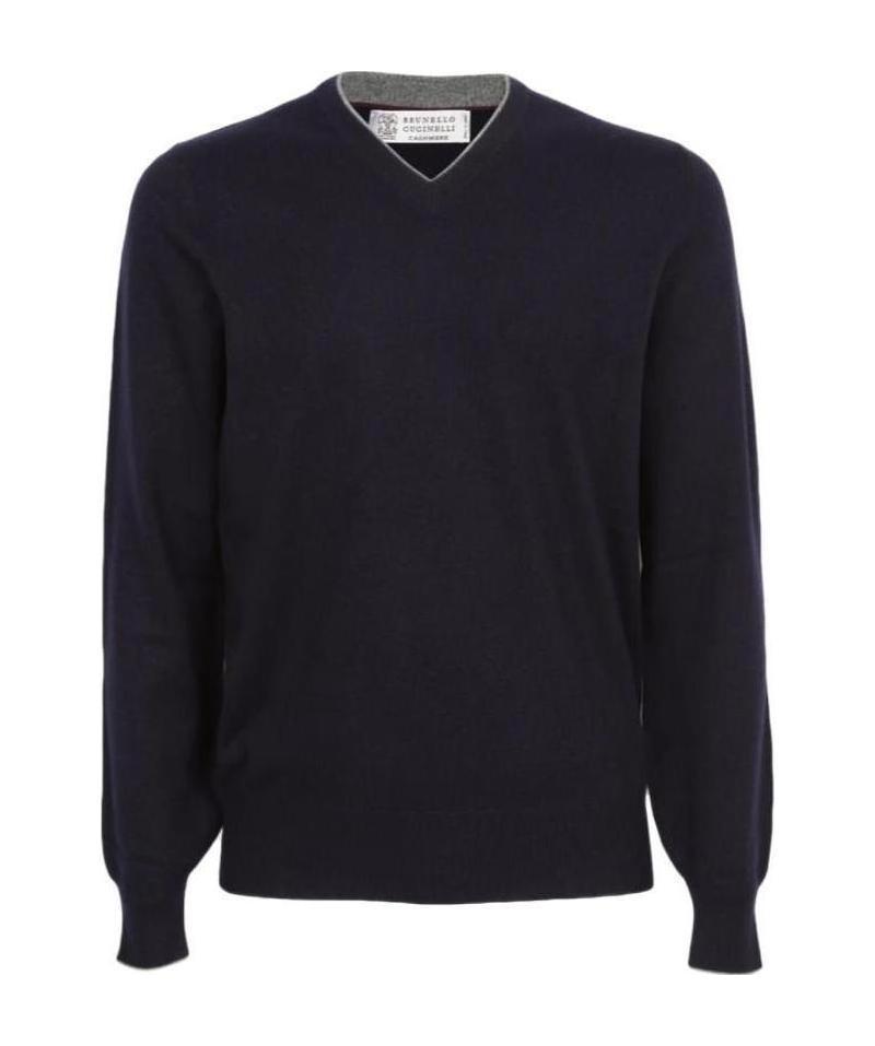 BRUNELLO CUCINELLI V-neck Cashmere Jumper In Black Product Image