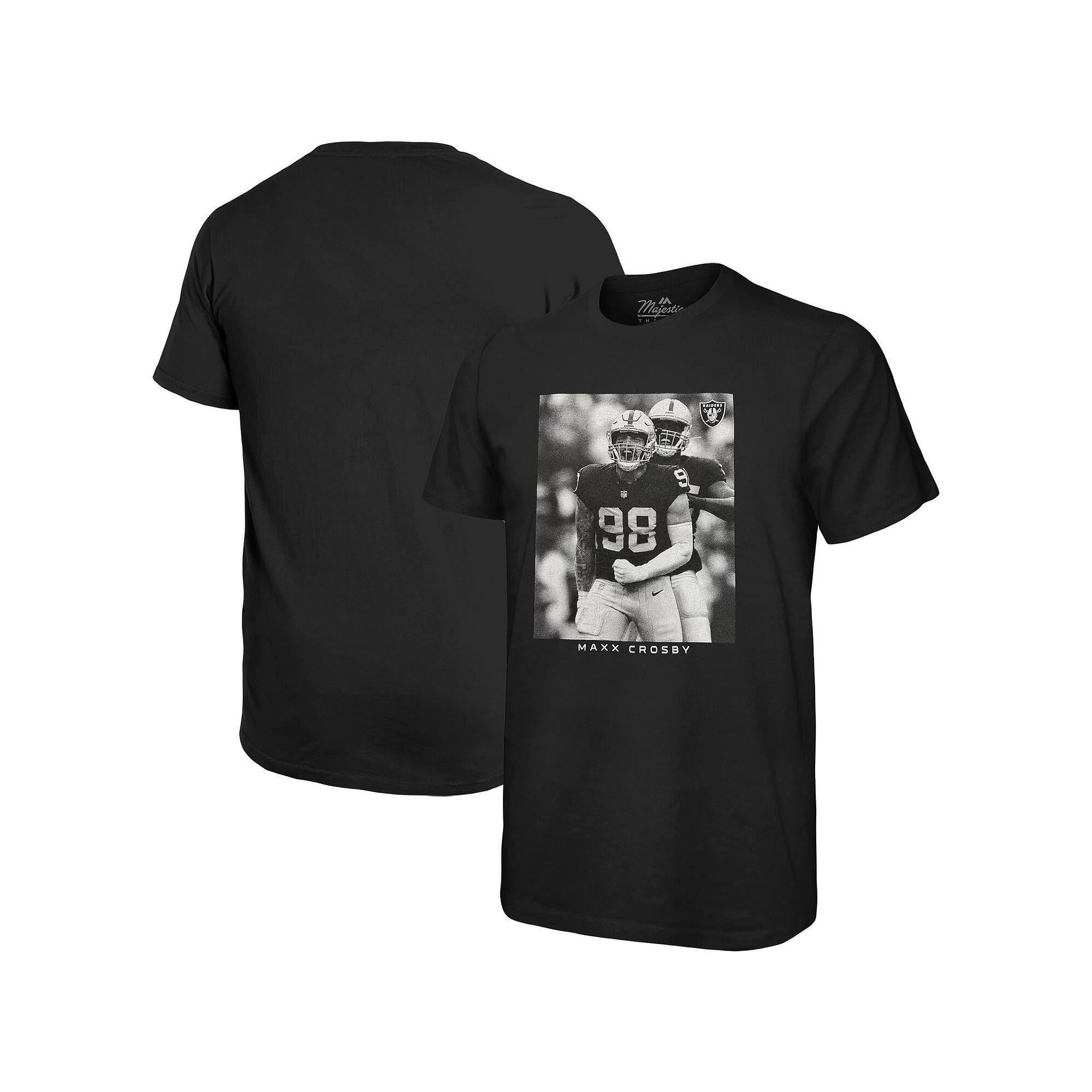 Men's Majestic Threads Maxx Crosby Black Las Vegas Raiders Oversized Player Image T-Shirt, Size: Large, Lvr Black Product Image