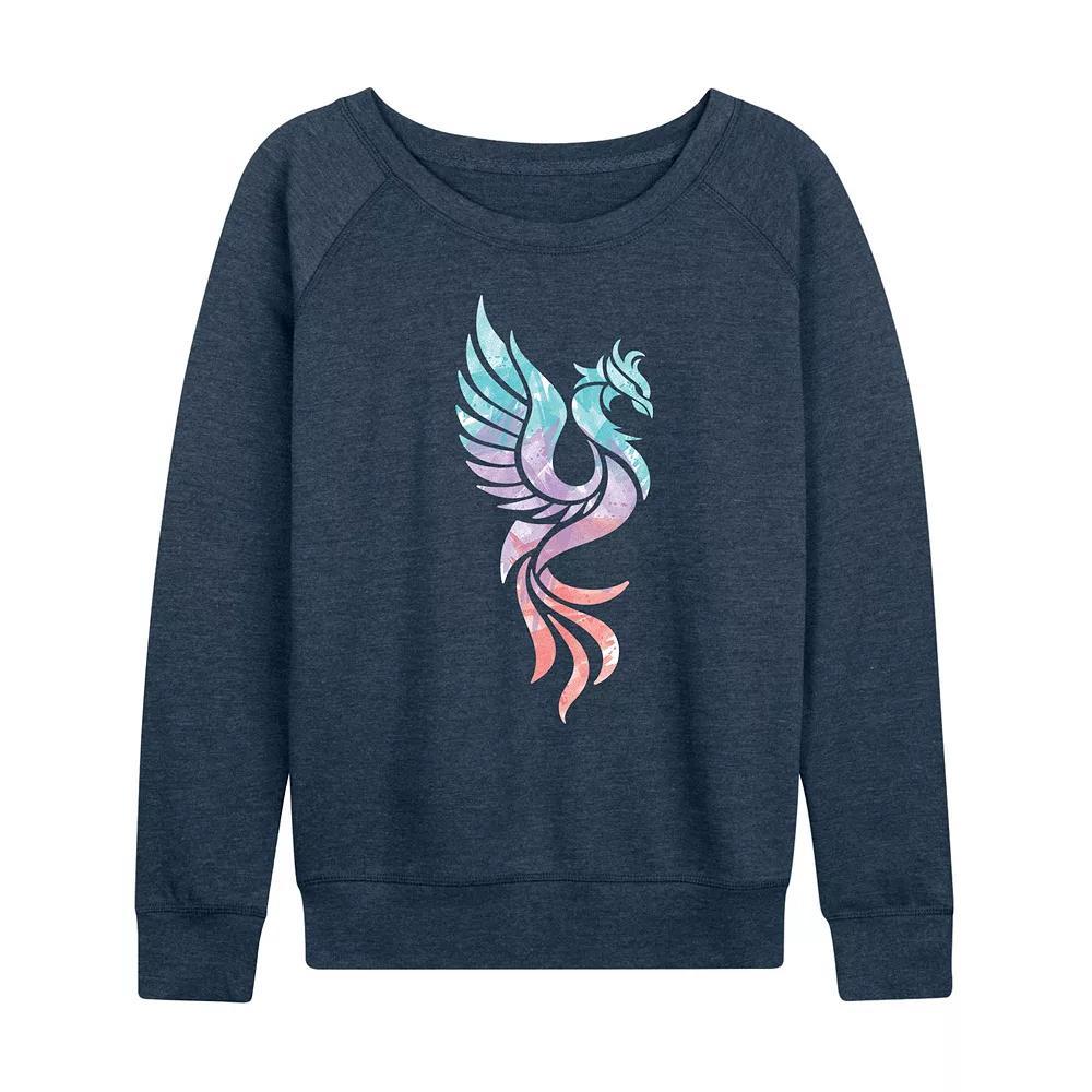 Womens Watercolor Phoenix French Terry Long Sleeve Tee Heather Grey Product Image