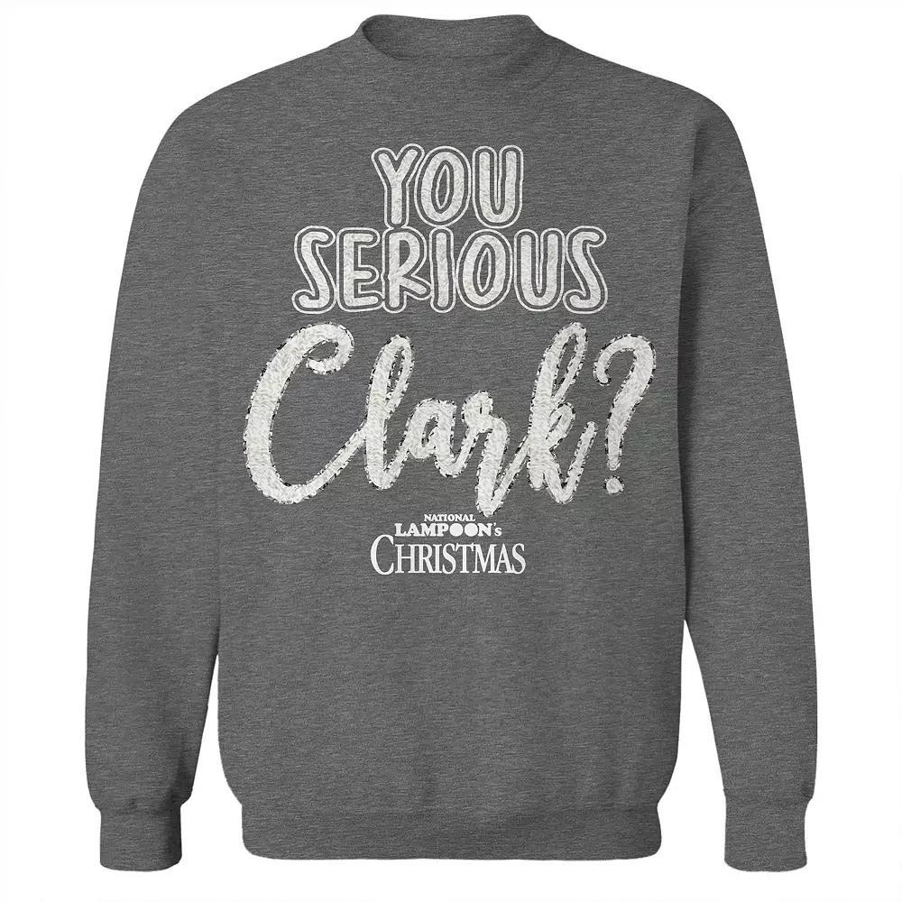 Men's You Serious Clark White National Lampoon's Christmas Vacation Graphic Fleece Crew Sweatshirt, Size: Large, Grey Heather Product Image