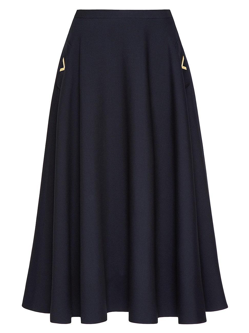 Crepe Couture Midi Skirt with Logo Hardware Product Image