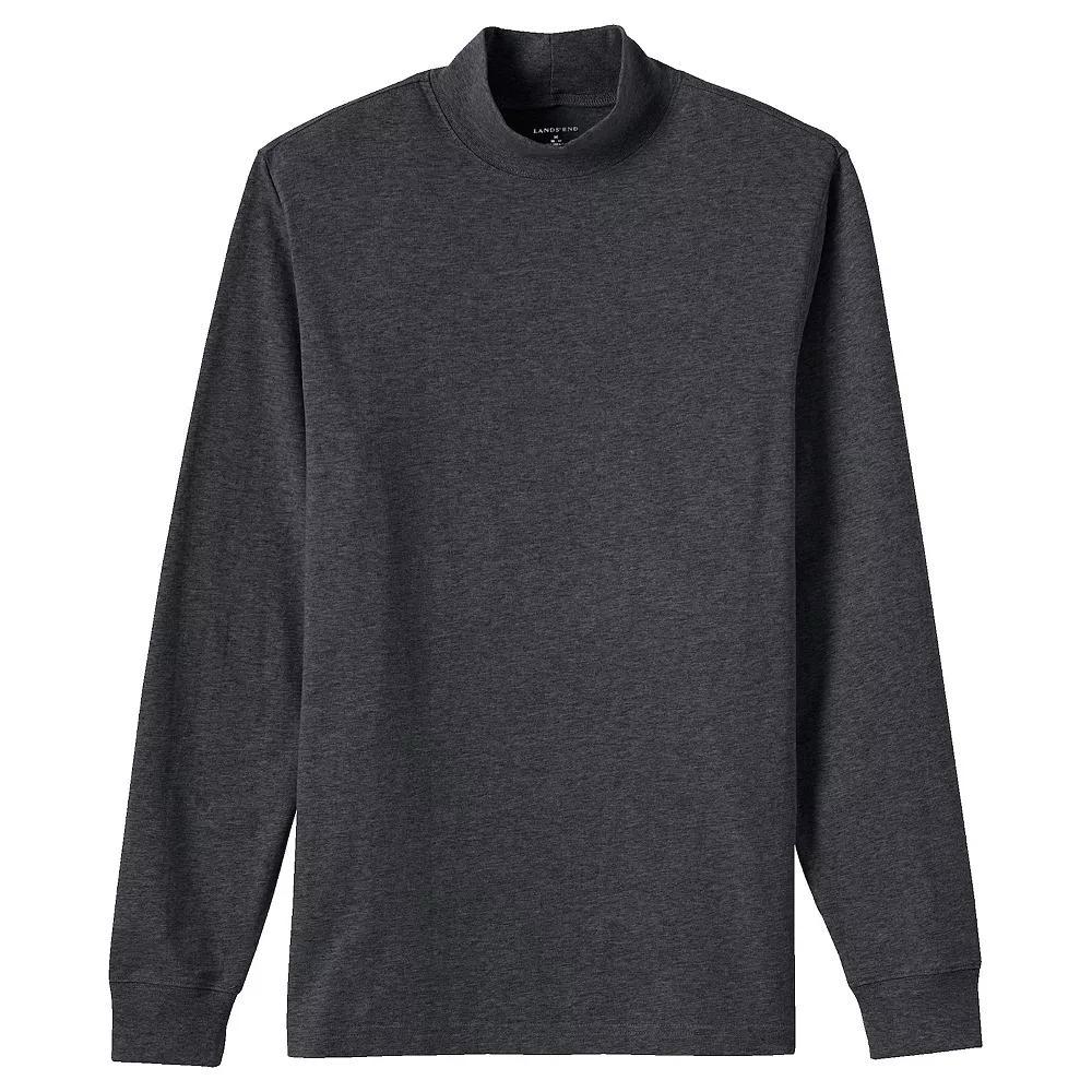 Men's Lands' End Super-T Mock Turtleneck, Size: Small, Dark Grey Heather Product Image