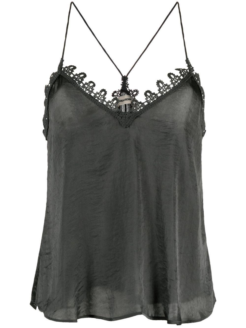 lace-up satin top Product Image