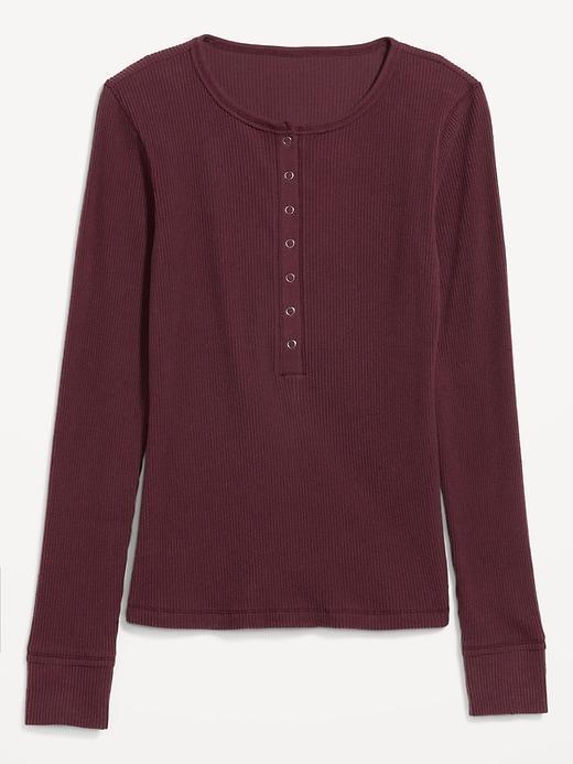 Ribbed Henley Top Product Image