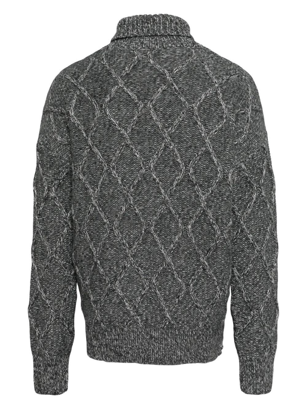 HUGO BOSS Relaxed-fit Sweater With Cable-knit Structure In 030mediumgrey Product Image