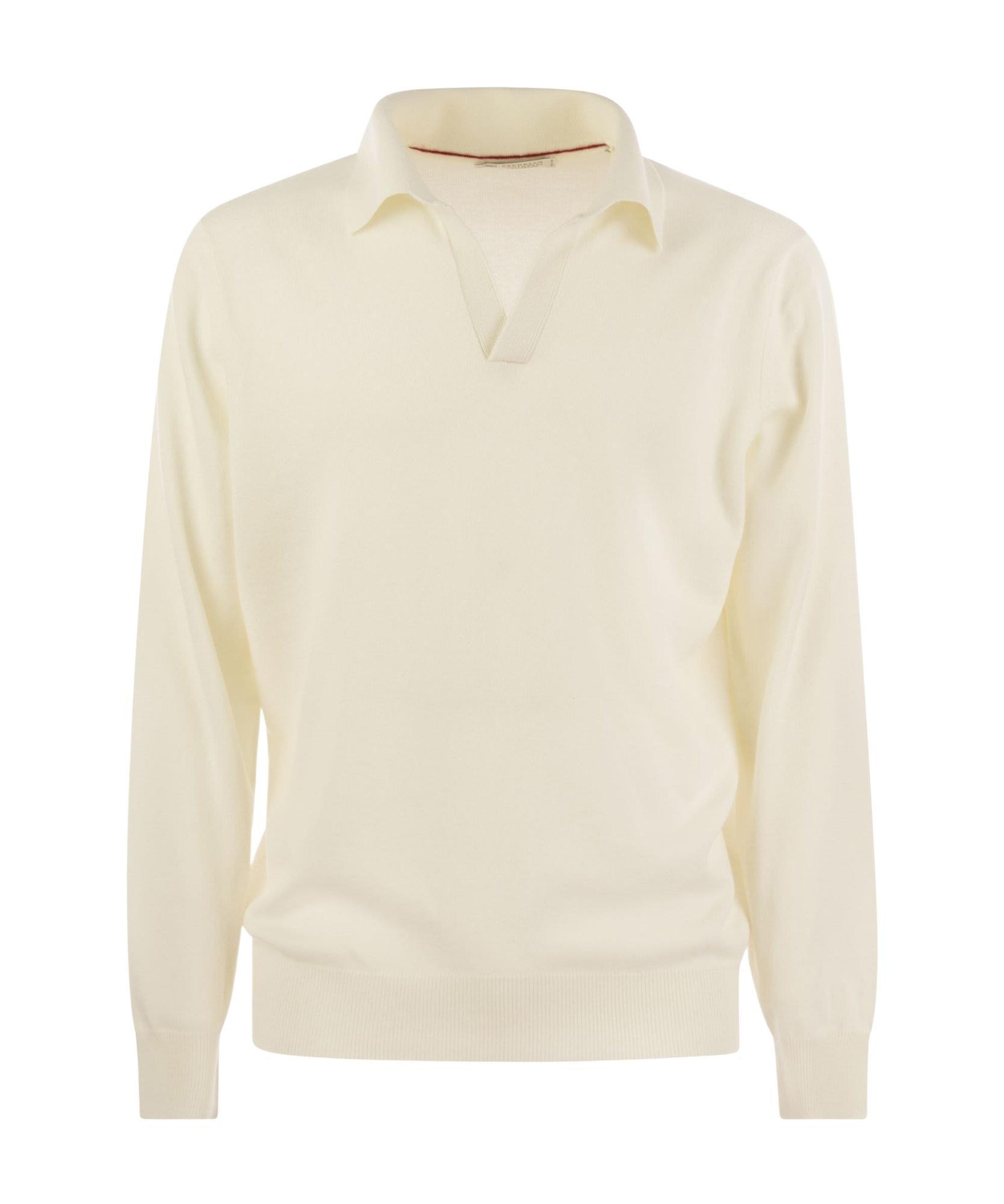 BRUNELLO CUCINELLI Cashmere Polo Neck Sweater In Beige Product Image