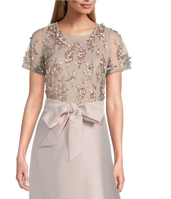 Pisarro Nights Beaded Boat Neck Short Sleeve Taffeta Skirt Ball Gown Product Image