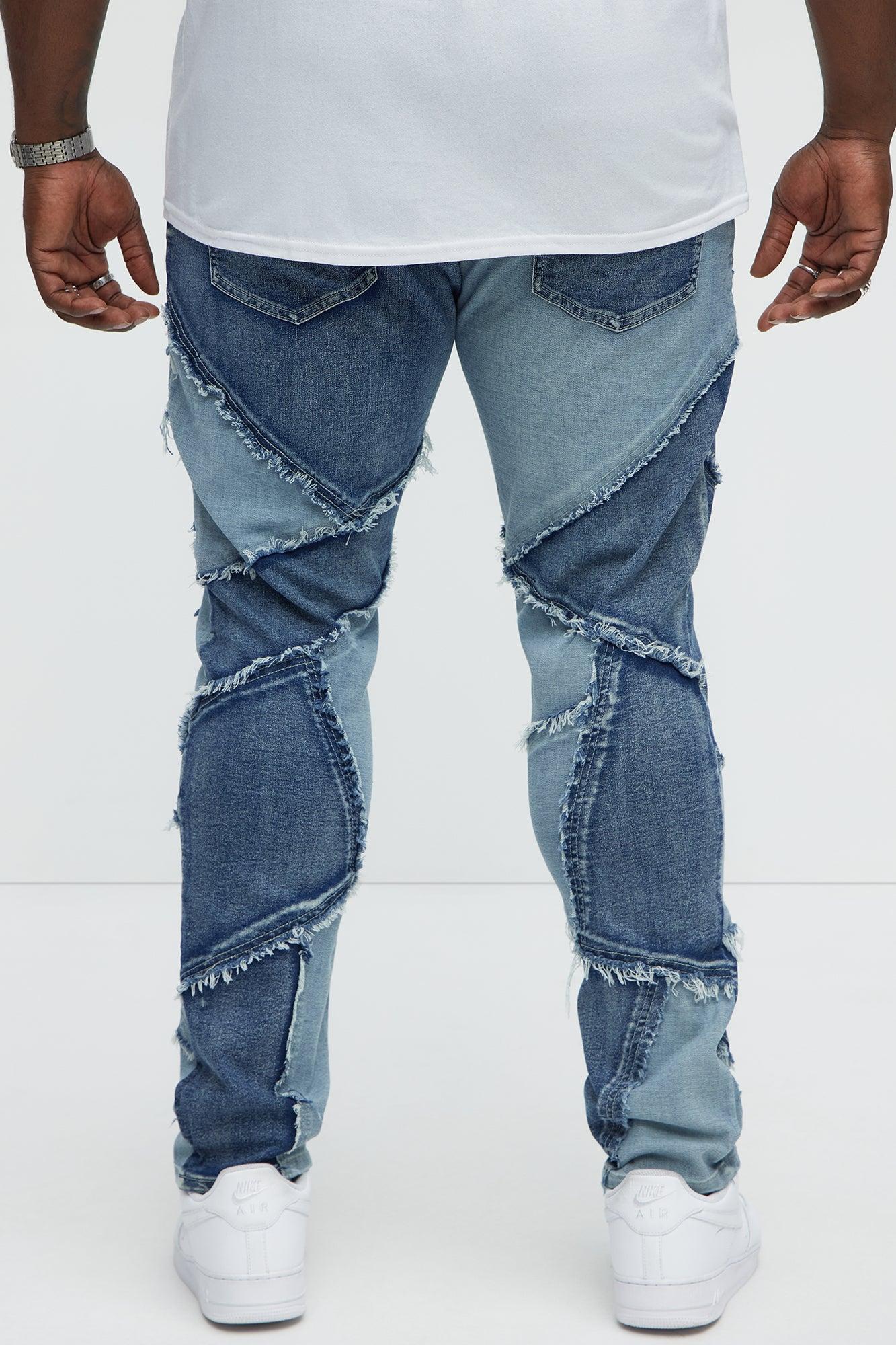 Skinny Patch It With Fray Jeans - Medium Blue Wash Product Image