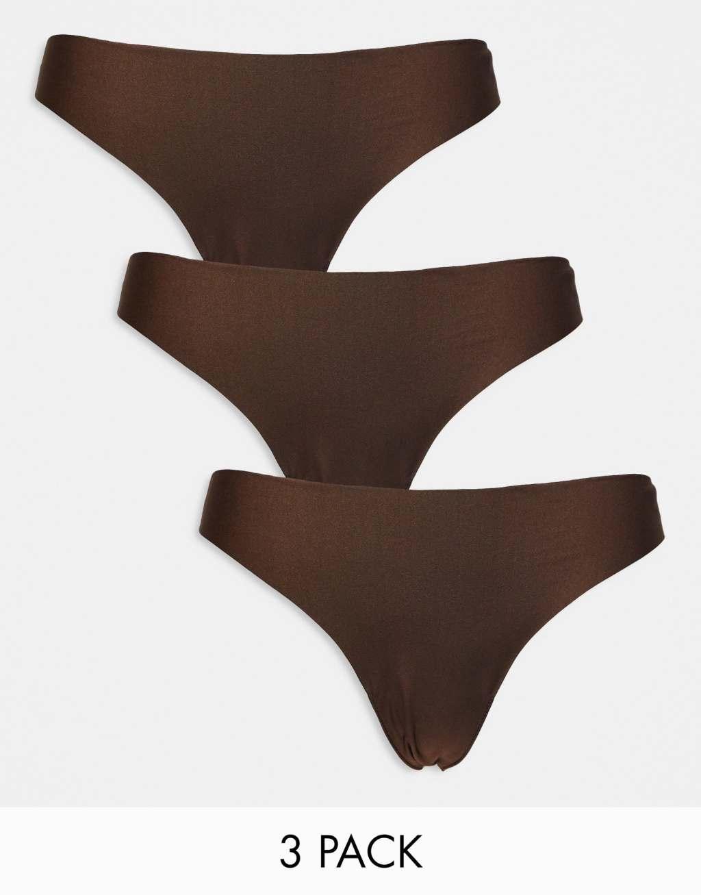 ASOS DESIGN 3 pack no VPL & lace thong Product Image