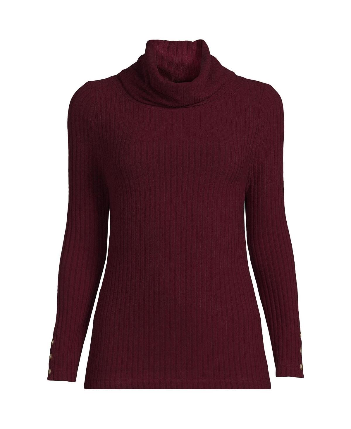 Plus Size Lands' End Long Sleeve Wide Rib Turtleneck, Women's, Size: 3XL, Pale Petal Product Image