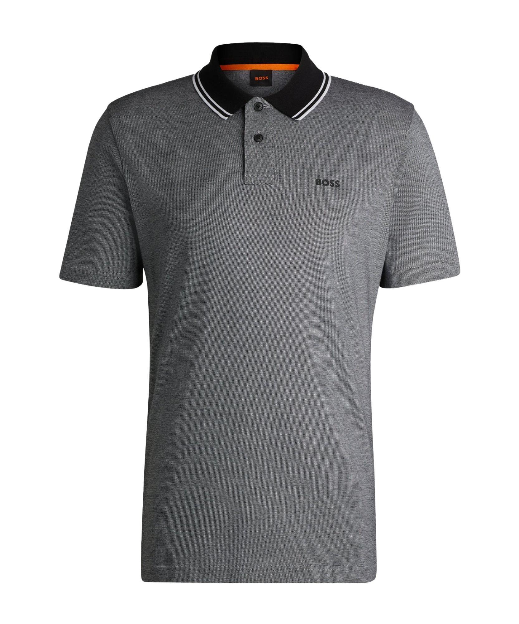 HUGO BOSS Logo-print Polo Shirt In Oxford-piqu Cotton In Black Product Image