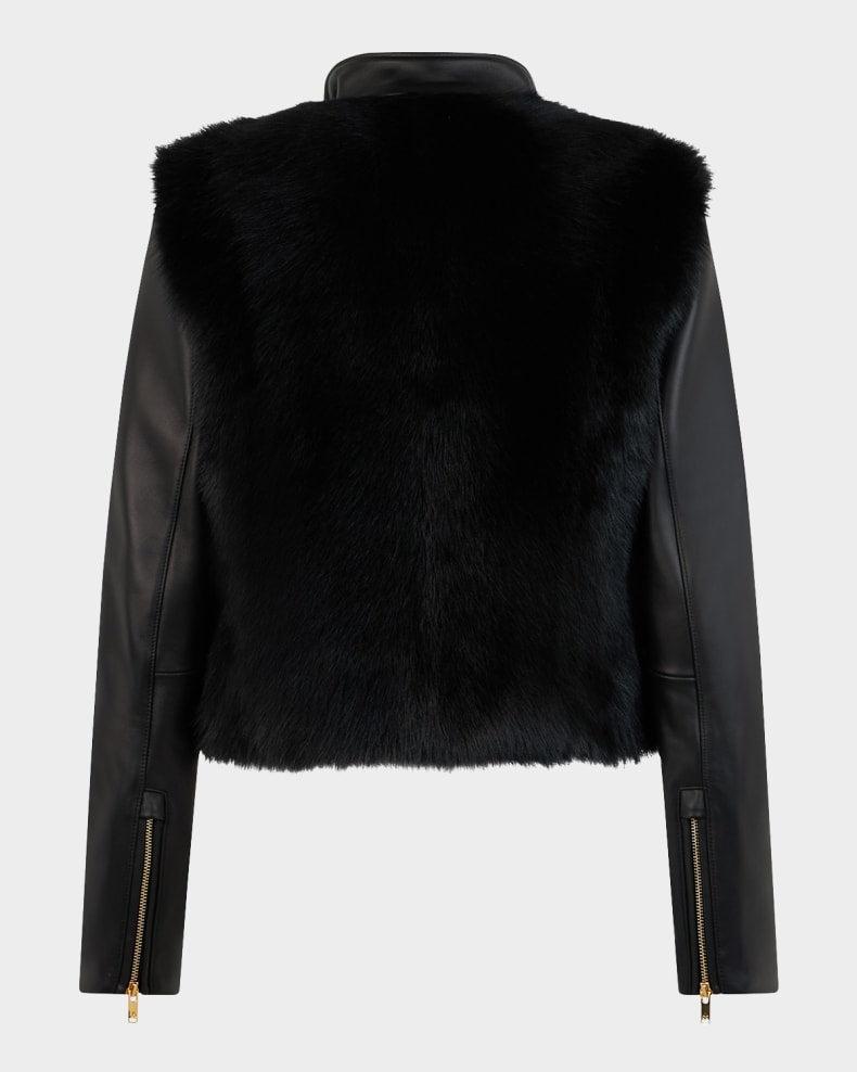 Moose Knuckles Womens Luna Leather Gold Jacket in Black Female Product Image