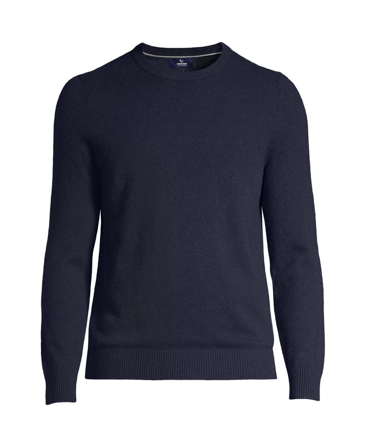 Men's Lands' End Fine-Gauge Cashmere Crewneck Sweater, Size: Small, Grey Heather Product Image