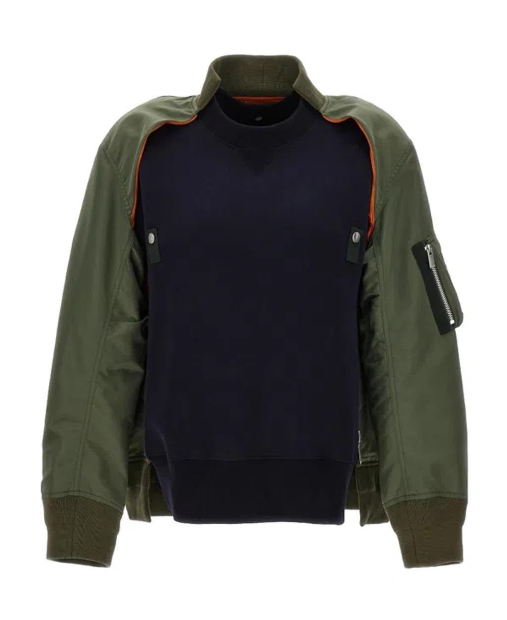 SACAI Panelled-design Cotton-blend Jumper In Black Product Image