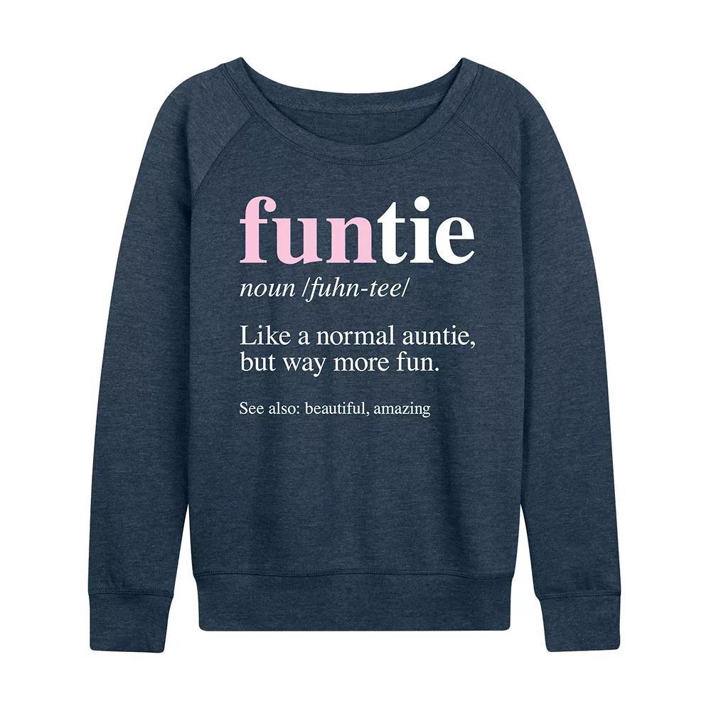 Womens Funtie Definition French Terry Long Sleeve Tee, Girls Heather Grey Product Image
