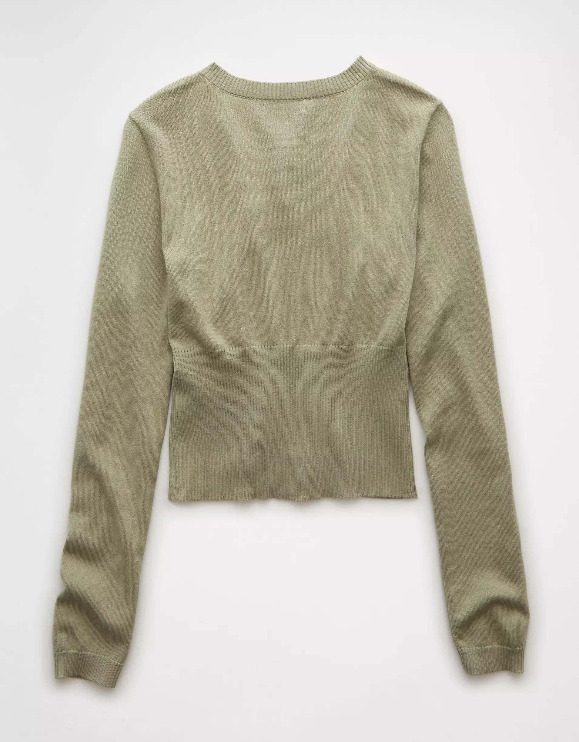 AE Fitted Crew Neck Cardigan Product Image