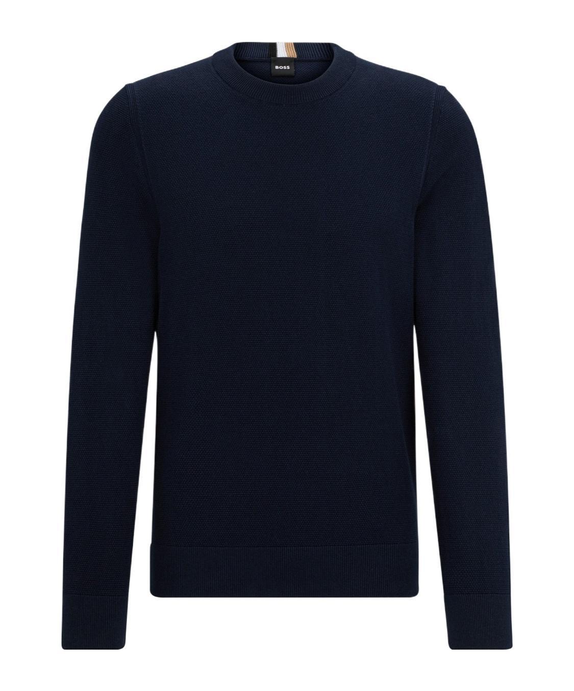 HUGO BOSS Crew-neck Cotton Jumper In Black Product Image