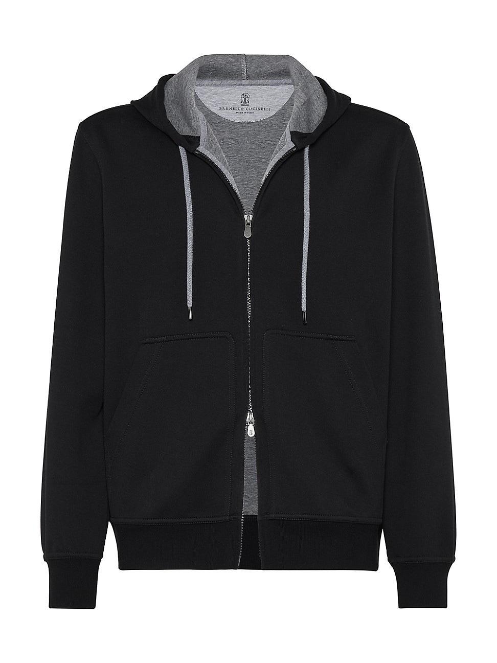 Mens French Terry Double Cloth Hooded Sweatshirt with Zipper Product Image