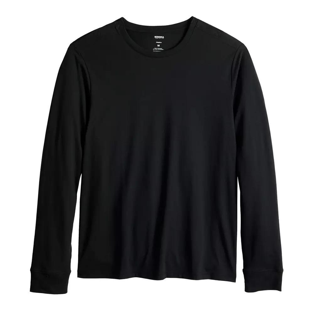 Men's Adaptive Sonoma Goods For Life® Easy Dressing Long Sleeve Crew Tee, Size: Medium, Black Product Image