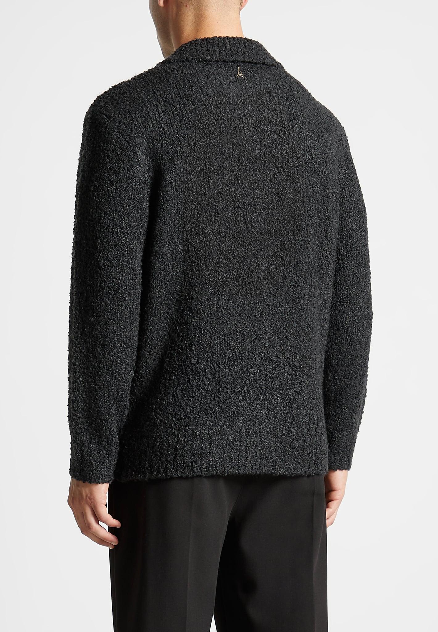 Boucle Knit Polo Jumper - Black Male Product Image