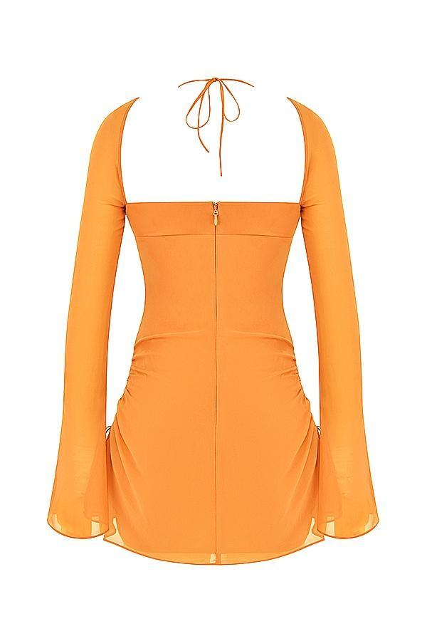 Baby  tangerine chiffon halter mini dress Product Image