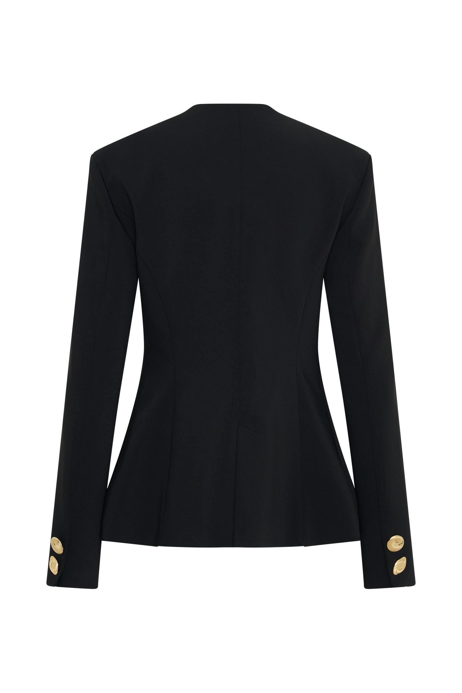 Asia Mixed Button Blazer - Black Product Image