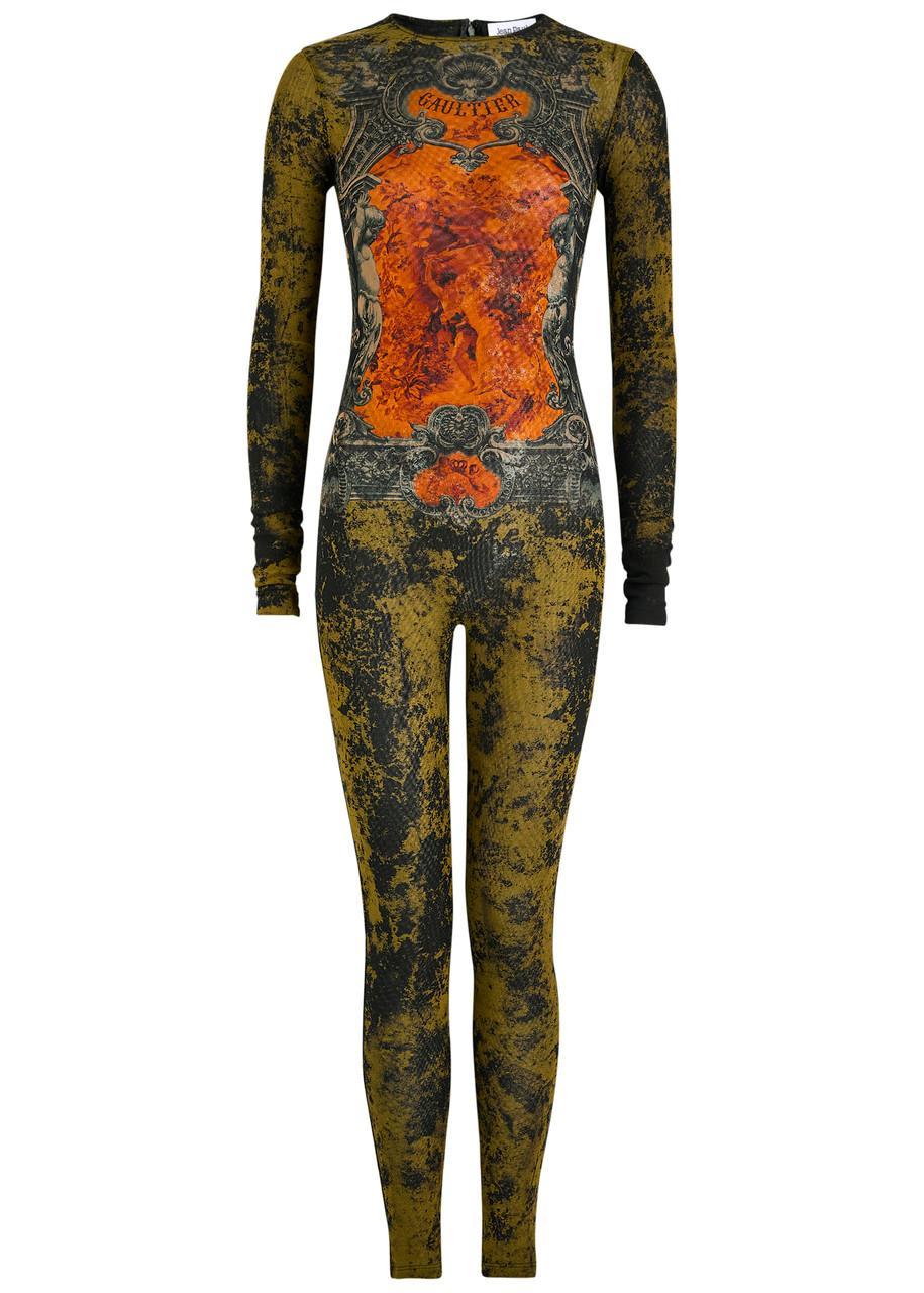 JEAN PAUL GAULTIER Graphic Print Full-length Dress With Long Sleeves In Black Product Image