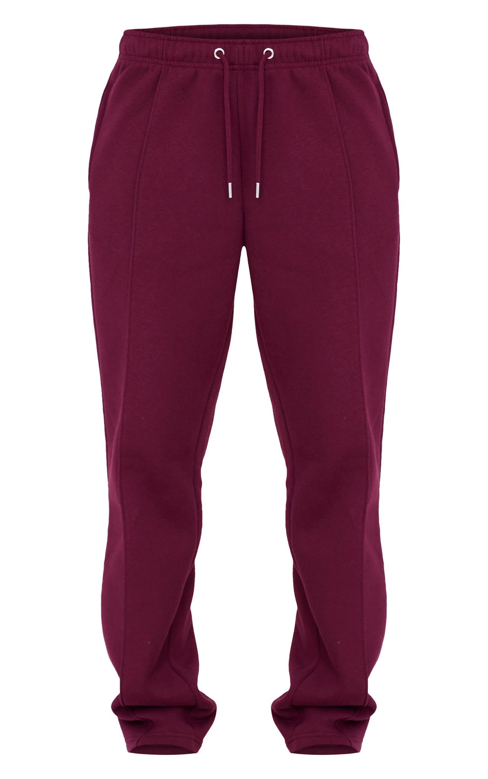 Burgundy Seam Detail Wide Leg Sweatpants Product Image
