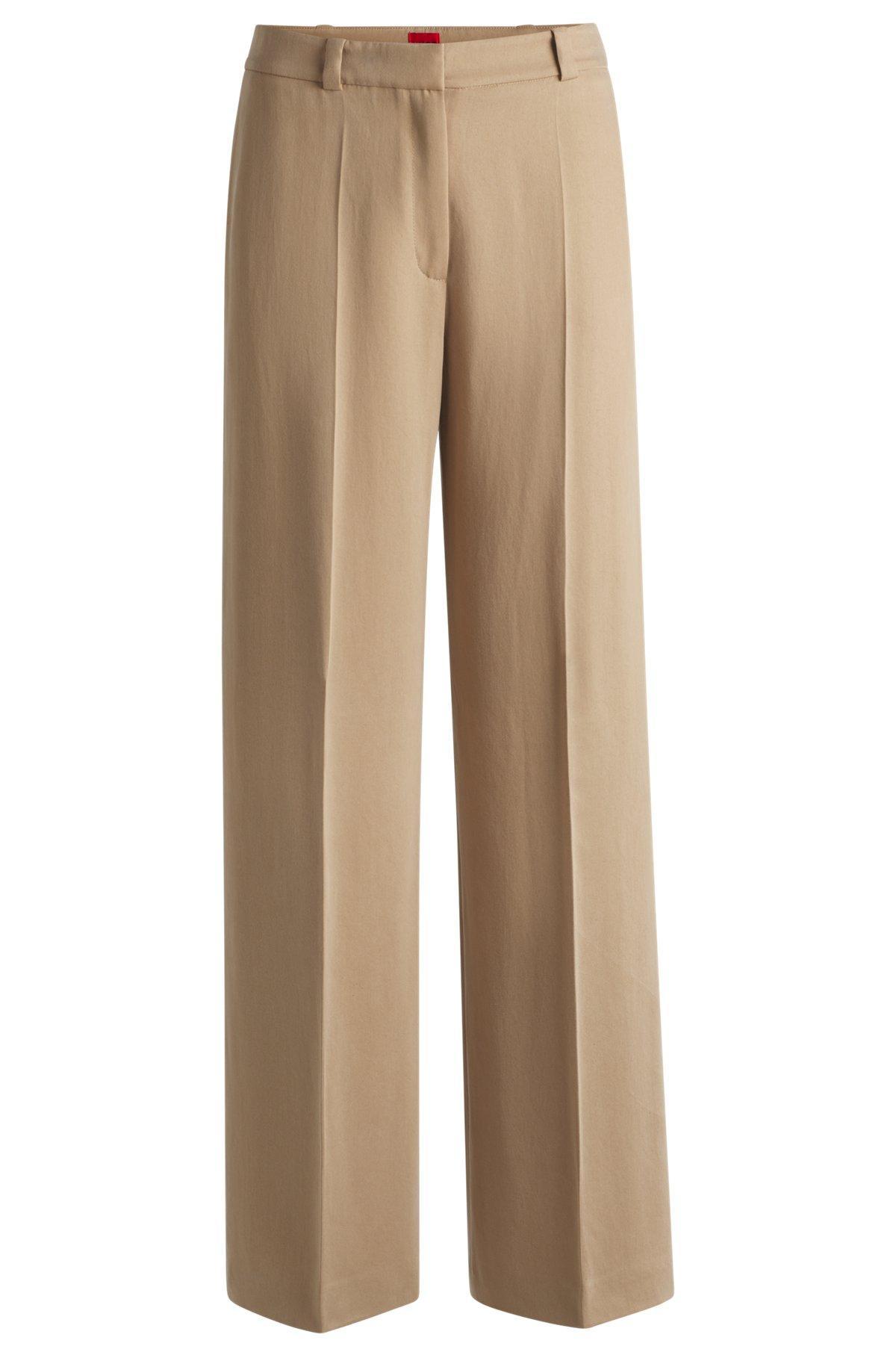 HUGO - Regular-fit trousers with wide leg - Light Beige Product Image
