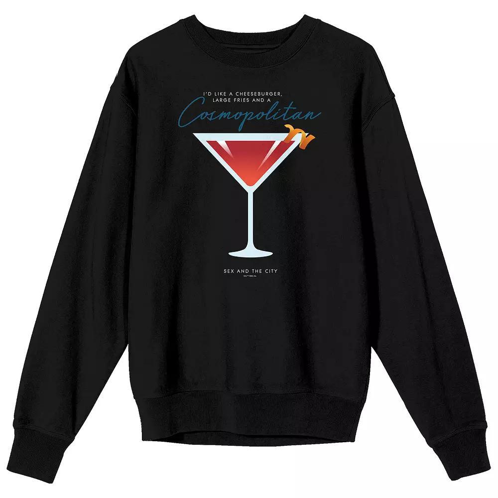 Women's Sex And The City I'd Like A Cosmopolitan Crewneck Sweatshirt, Girl's, Size: XXL, Black Product Image