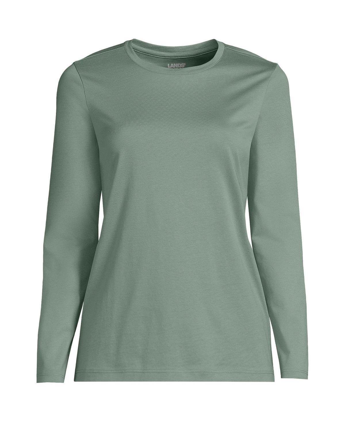 Petite Lands' End Relaxed-Fit Supima Long Sleeve Cotton Crewneck Tee, Women's, Size: XS Petite, Black Product Image