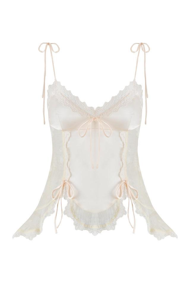 MEADOW TOP - WHITE : FLORAL DELIGHT Product Image