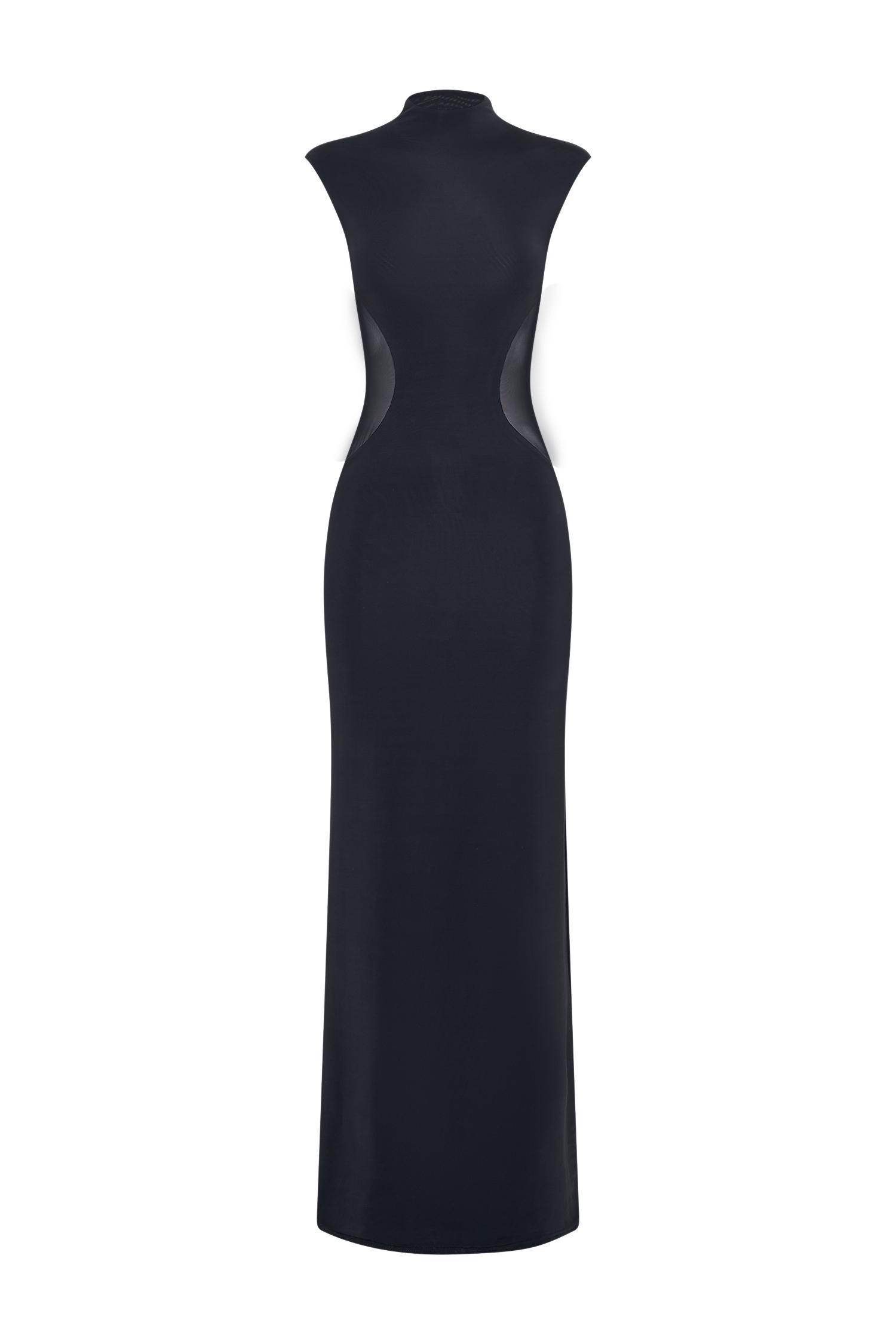 Massie Slinky And Mesh Maxi Dress - Black Product Image
