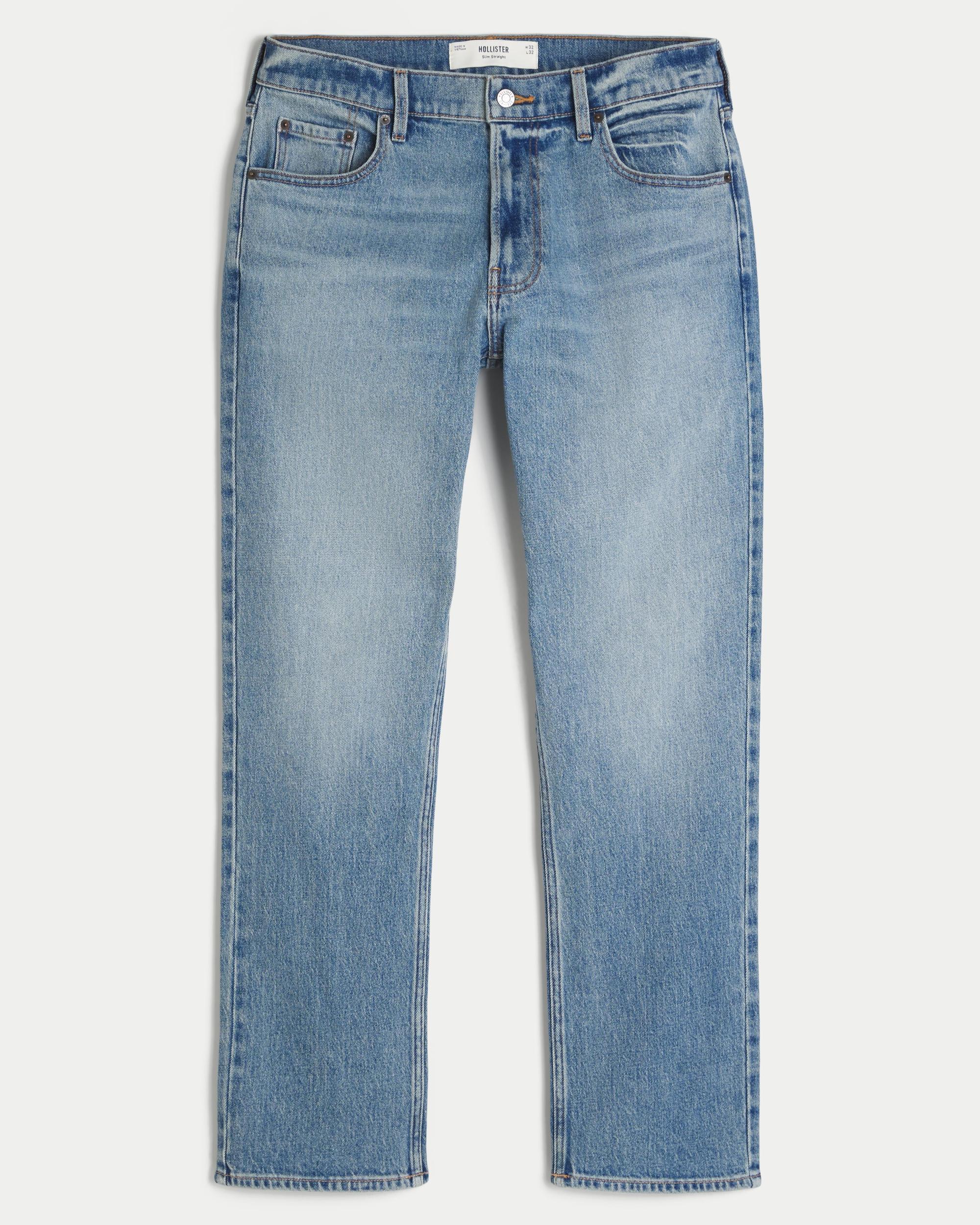 Light Wash Slim Straight Jeans Product Image
