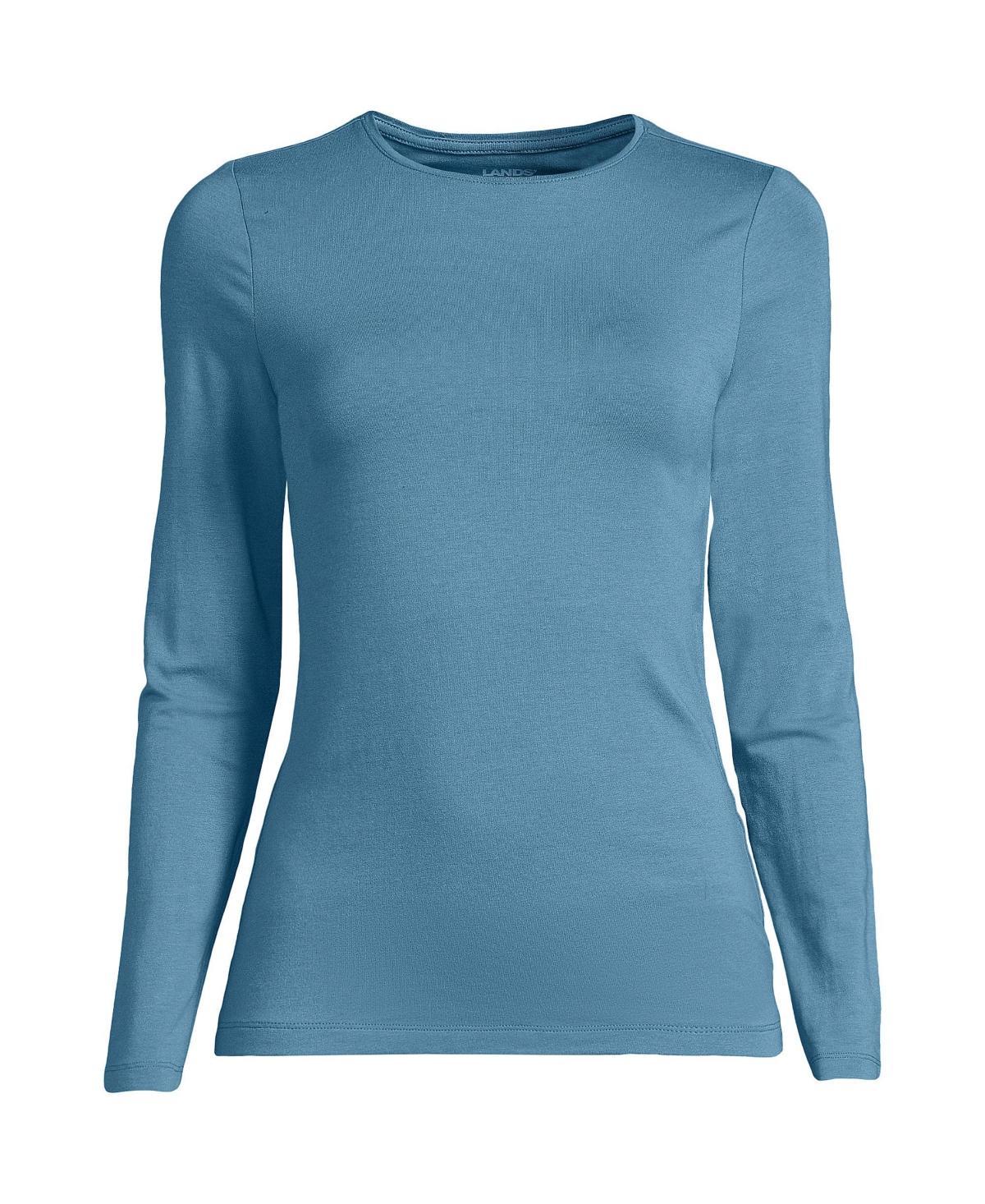 Plus Size Lands' End Long Sleeve Lightweight Jersey Crewneck Top, Women's, Size: 3XL, Light Cornflower Product Image
