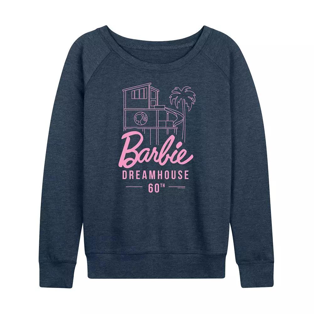 Womens Barbie Dreamhouse 60th French Terry Long Sleeve Tee, Girls Grey Indigo Product Image
