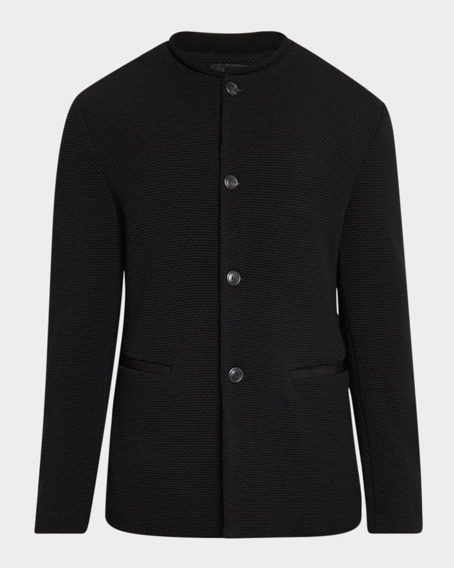 Mens Textured Band-Collar Blazer Product Image