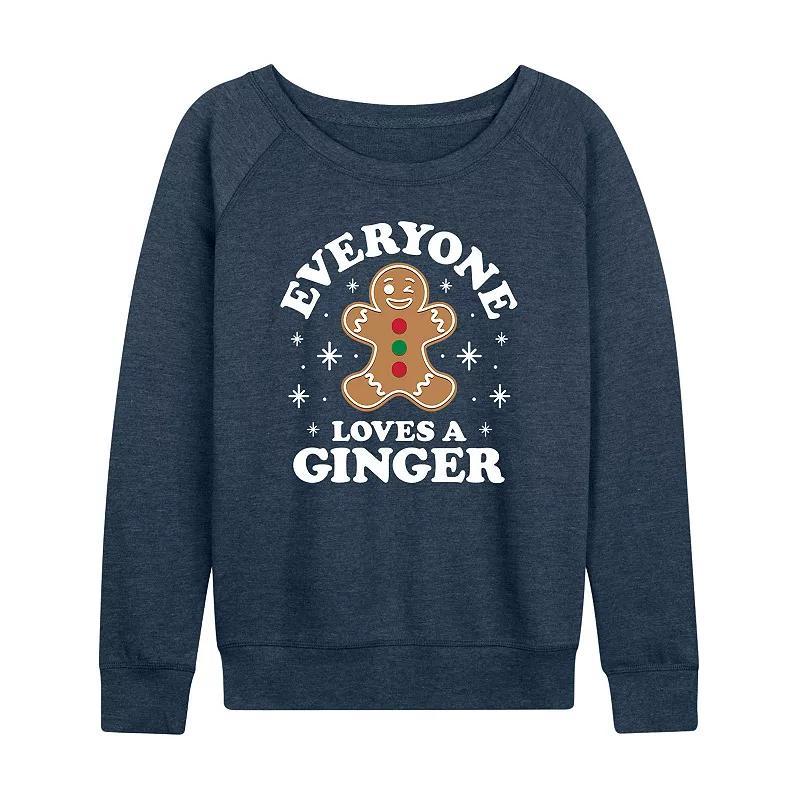 Womens Gingerbread Man French Terry Long Sleeve Tee Grey Indigo Product Image