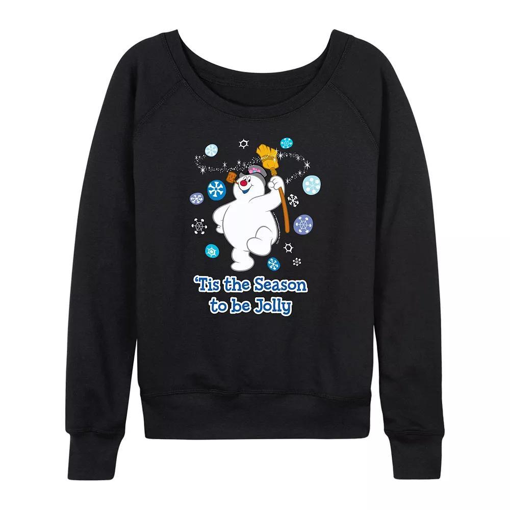 Women's Frosty The Snowman Be Jolly French Terry Long Sleeve Tee, Size: Small, Black Product Image
