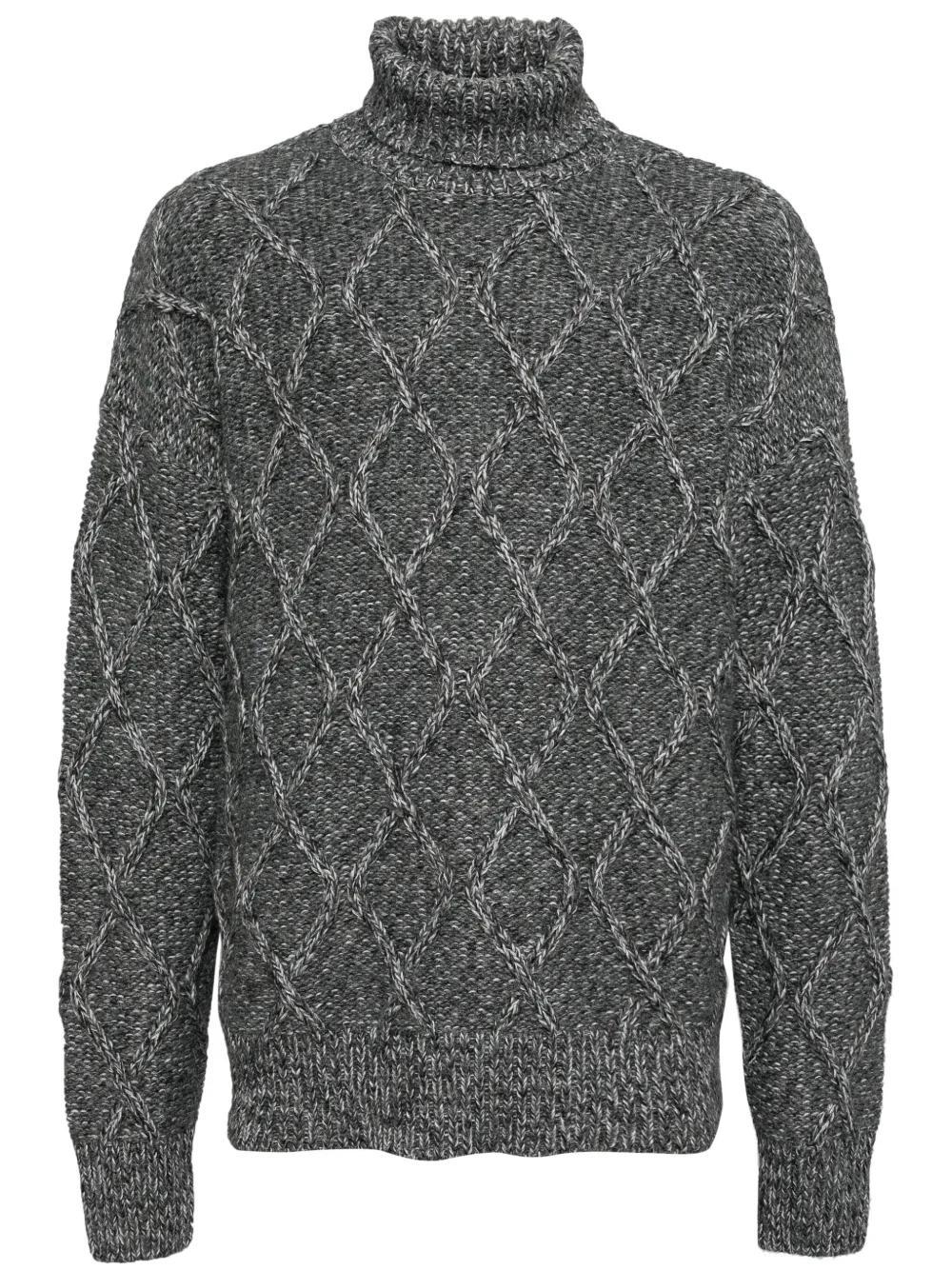 HUGO BOSS Relaxed-fit Sweater With Cable-knit Structure In 030mediumgrey Product Image