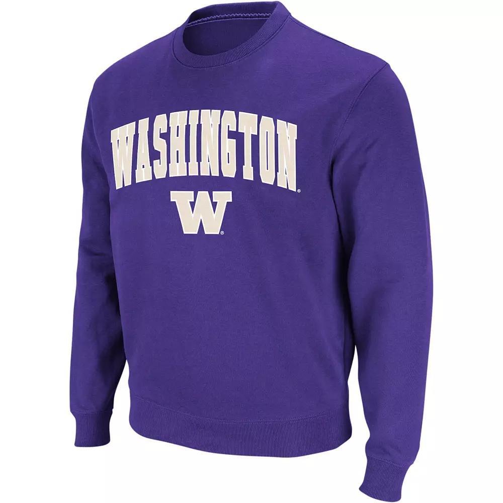Men's Colosseum Purple Washington Huskies Arch & Logo Crew Neck Sweatshirt, Size: 3XL Product Image