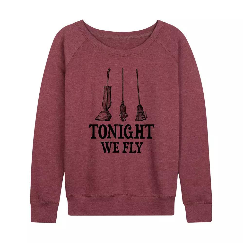 Disney's Hocus Pocus Women's Tonight We Fly French Terry Long Sleeve Tee, Size: XXL, Grey Dark Red Product Image