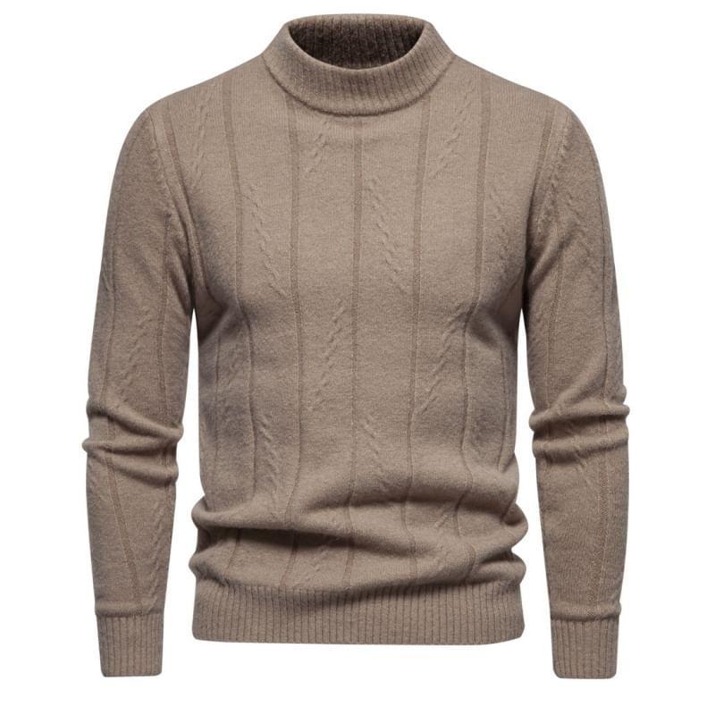 Long-Sleeve Mock Neck Plain Knit Top Product Image
