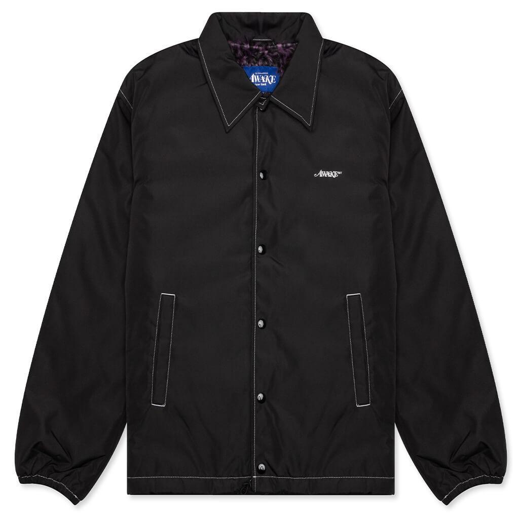Awake Faux Fur Leopard Lined Coaches Jacket - Black Male Product Image
