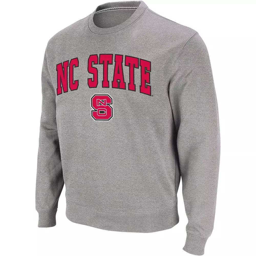 Men's Colosseum Heather Gray NC State Wolfpack Arch & Logo Crew Neck Sweatshirt, Size: Medium, Nst Grey Product Image