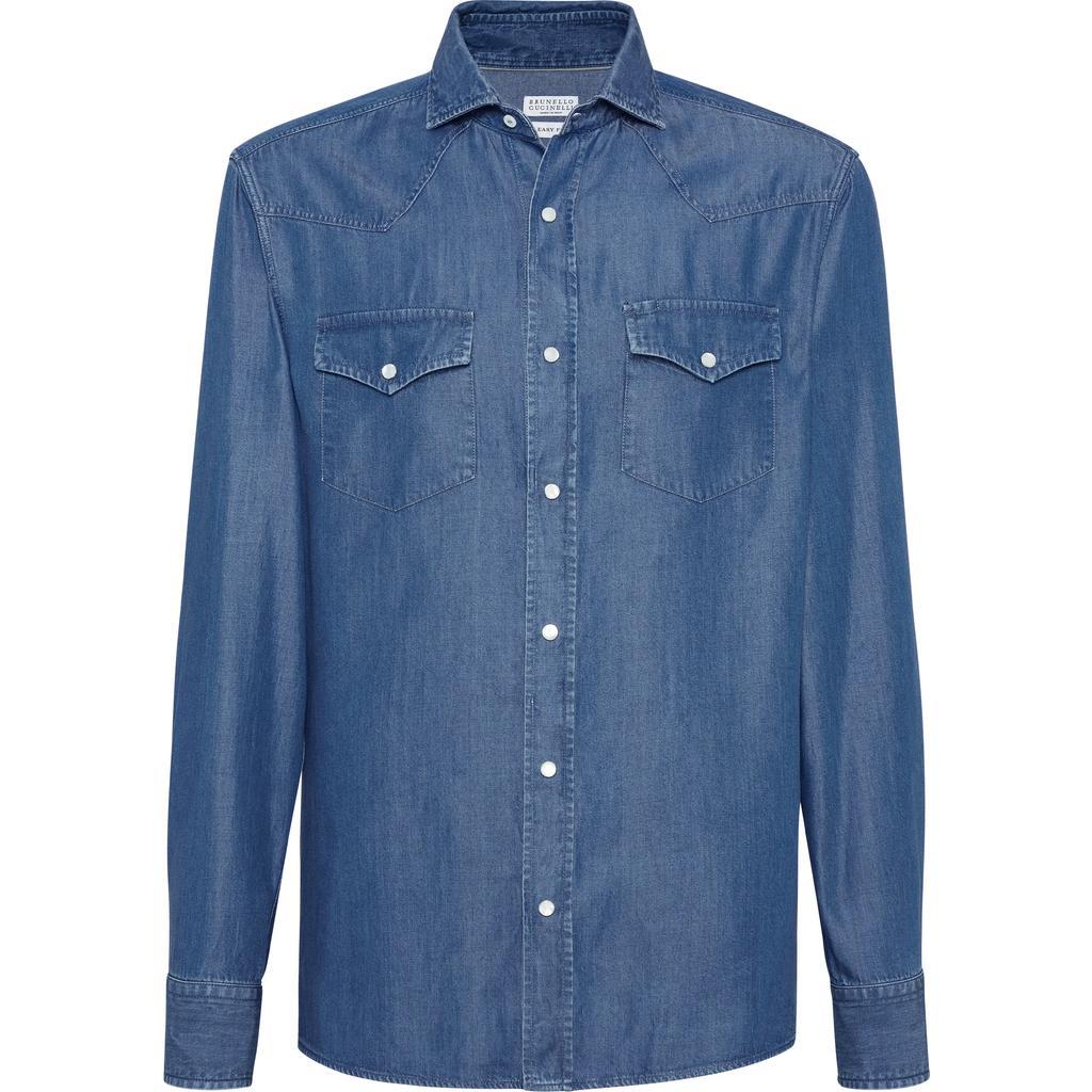 BRUNELLO CUCINELLI Denim Shirt In Blue Product Image