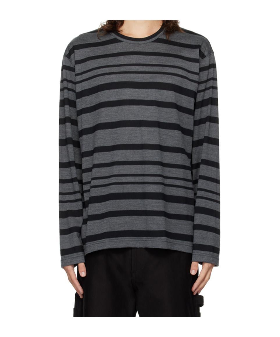 JUNYA WATANABE Striped Long-sleeved T-shirt In Grau Product Image