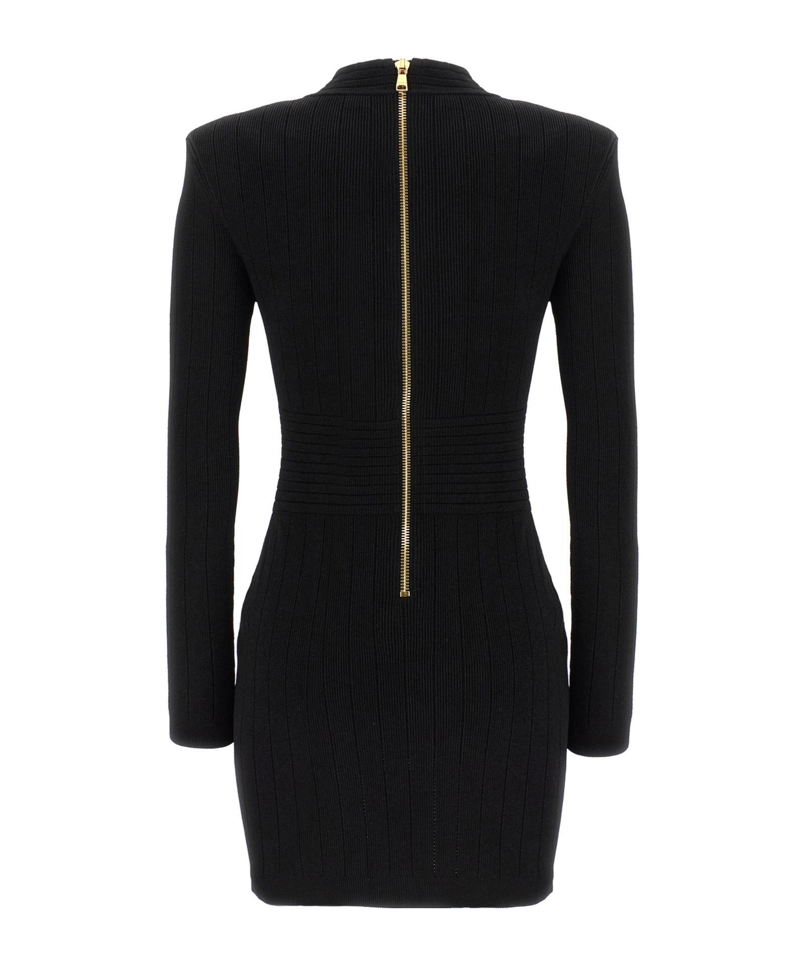 BALMAIN Mini Black Dress With Golden Buttons In Stretch Viscose Woman In Opa Noir Product Image