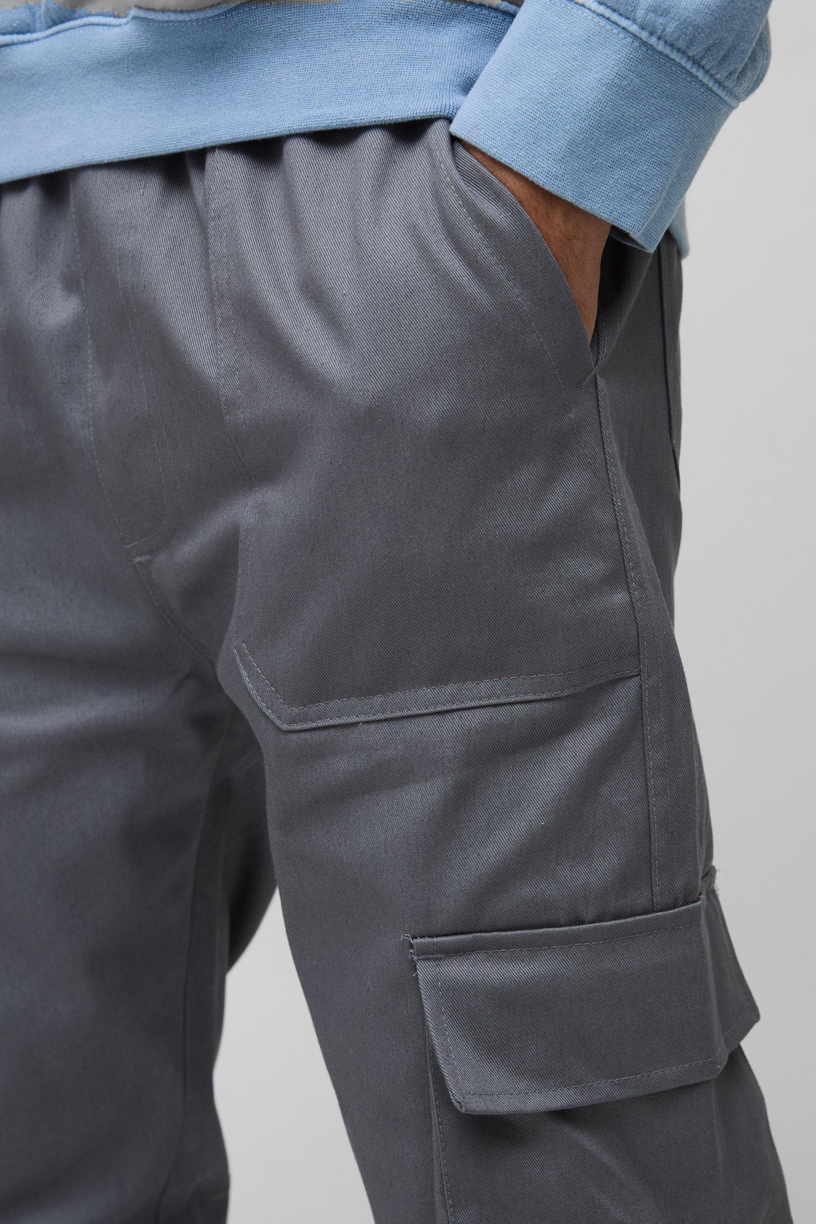 Skinny Fit Elasticated Waist Cuffed Cargo Pants | boohooMAN USA Product Image