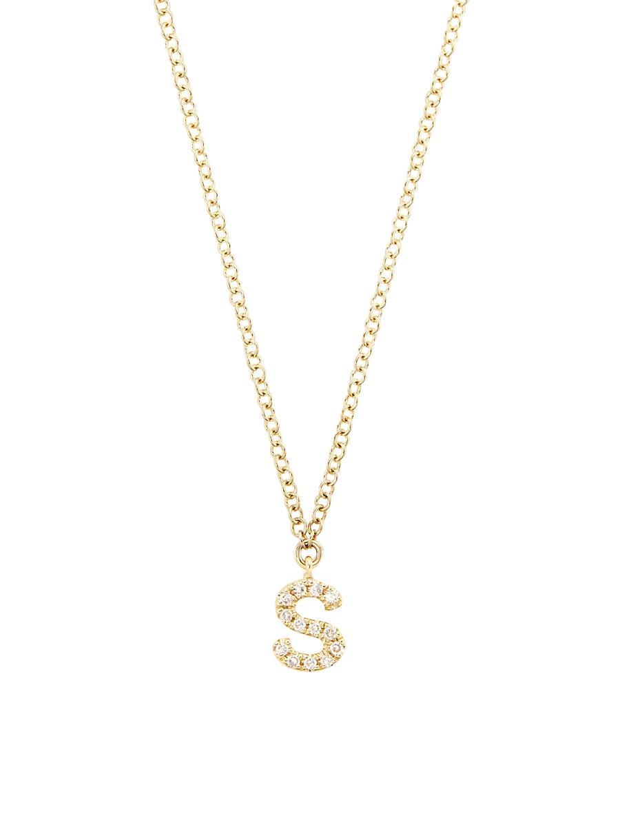 Womens 14K Yellow Gold & 0.03 TCW Diamond Initial Pendant Necklace Product Image
